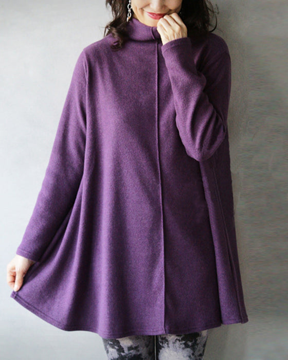 シルエットで高見えニットチュニック。 日常のアップデート!『パープル』