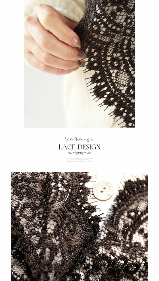 【アウトレット返品交換不可】モードなエレガントを纏う。レースニットカーディガン