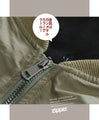 How far does it stick together? Different material blouson