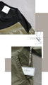 How far does it stick together? Different material blouson