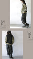 How far does it stick together? Different material blouson