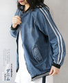 Denim blouson with lines