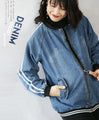 Denim blouson with lines