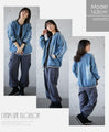 Denim blouson with lines
