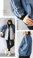 Denim blouson with lines