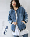 Denim blouson with lines