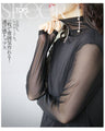 Be it the main piece or layered. Create an atmosphere with just one piece! Sheer top in black