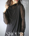 Be it the main piece or layered. Create an atmosphere with just one piece! Sheer top in black