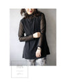 Be it the main piece or layered. Create an atmosphere with just one piece! Sheer top in black