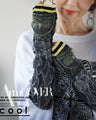 Made in Japan. A perch for your hands. Super cute arm covers in navy
