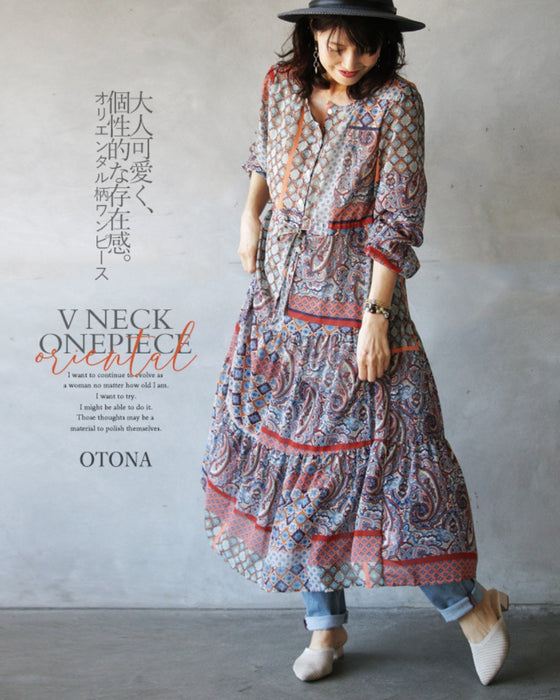 可愛い個性的な存在感。オリエンタル柄ワンピース