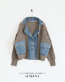 Denim and knit mixed material blouson 