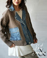 Denim and knit mixed material blouson 