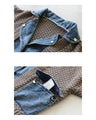 Denim and knit mixed material blouson 