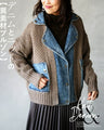 Denim and knit mixed material blouson 