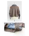 Denim and knit mixed material blouson 