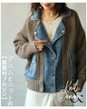 Denim and knit mixed material blouson 