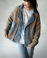 Denim and knit mixed material blouson 