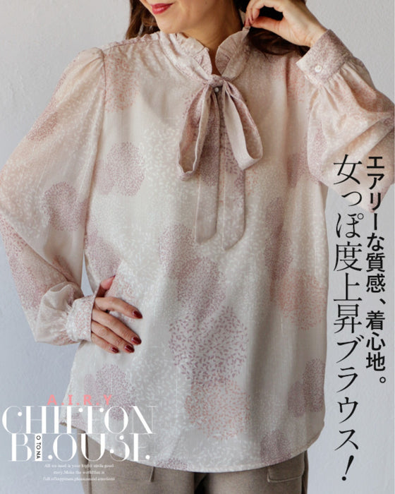 Airy texture, comfortable to wear, feminine blouse 