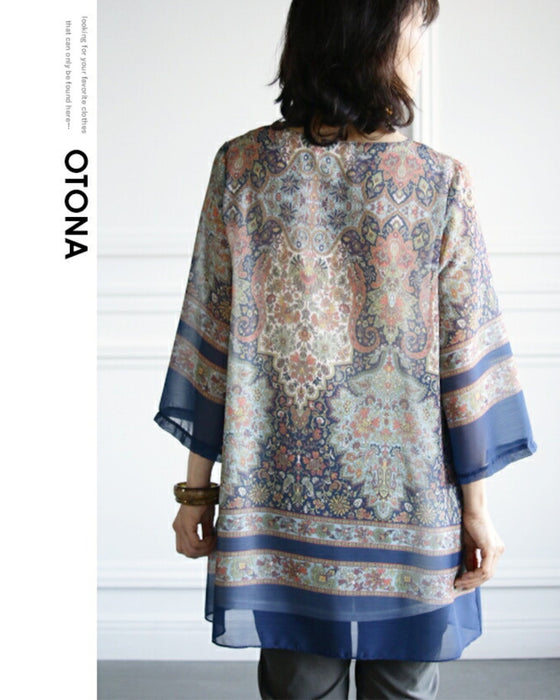 Easy and instant look. Oriental pattern sheer tunic