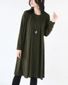 Layered style, mature and beautiful, soft dress, khaki
