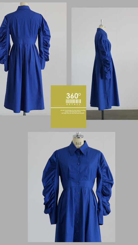 【アウトレット返品交換不可】すぽんと着て凝って見える！ちょっとおでかけワンピ『ブルー』