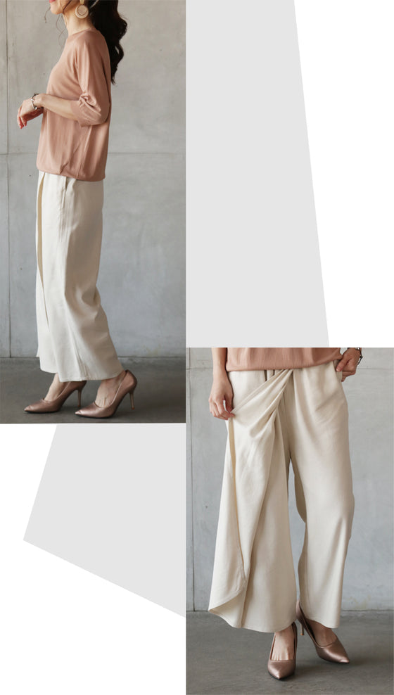 [Outlet item, no returns or exchanges] High-waisted wrap pants that look stylish just by wearing them
