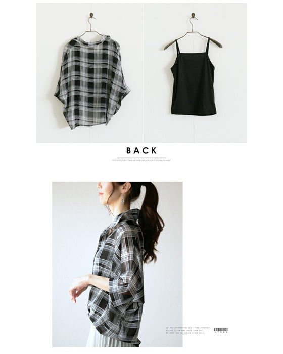 さっと着て「オシャレ」 インナー付きシアーチェックシャツ