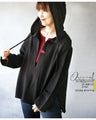 A deep V-neck hoodie that can be layered in spring, autumn, and winter