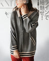 Slimming lines! Houndstooth knit hoodie