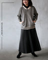 Slimming lines! Houndstooth knit hoodie