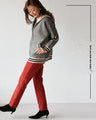 Slimming lines! Houndstooth knit hoodie