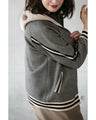 Slimming lines! Houndstooth knit hoodie