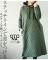 A quilted-style parka dress with distinctive stitching lines