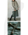 A quilted-style parka dress with distinctive stitching lines