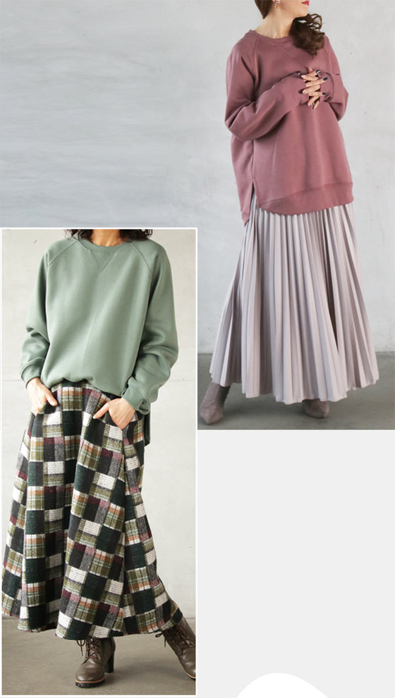 【アウトレット返品交換不可】(ピンクのみ)色ちで楽しみたいスモーキーな３色揃ってます。 あったか裏起毛トップス