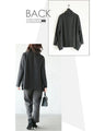 Simple and unique sophisticated design. Mixed material knit turtleneck top (Black)