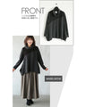 Simple and unique sophisticated design. Mixed material knit turtleneck top (Black)