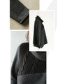 Simple and unique sophisticated design. Mixed material knit turtleneck top (Black)