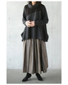 Simple and unique sophisticated design. Mixed material knit turtleneck top (Black)