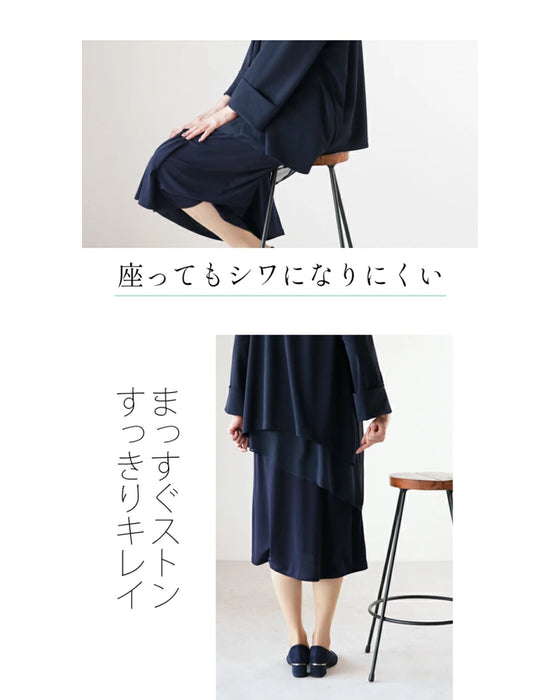 365日大人の味方シフォン重なるレイヤードワンピース『ネイビー』