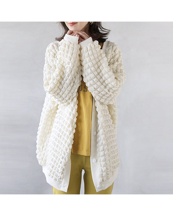 A popcorn cardigan that adults can wear too