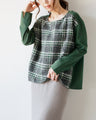 Adults will be in high spirits too! Enjoy the daily wear of this mixed-material top in green