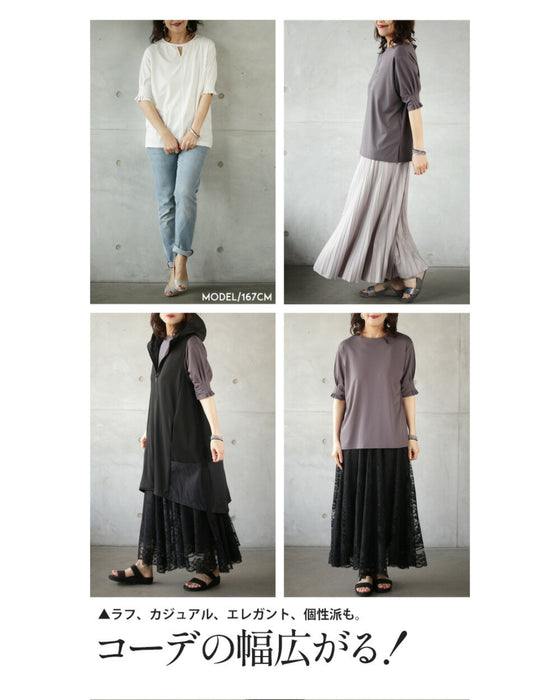 A sophisticated adult top with tucked sleeves