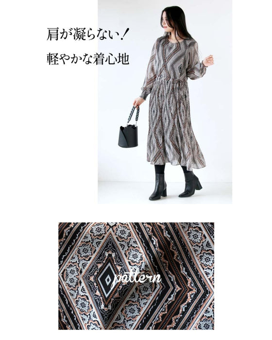 個性を放つ オリエンタル柄褒められシアーワンピース