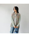 A stylish chiffon blouse with three patterns