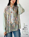 A stylish chiffon blouse with three patterns