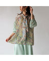A stylish chiffon blouse with three patterns