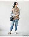 A stylish chiffon blouse with three patterns
