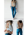 A stylish chiffon blouse with three patterns